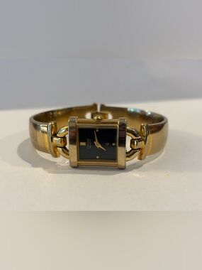 Citizen CQ Dress Watch 5920 S48465 Gold Bangle Bracelet Black Face 18x22mm Women